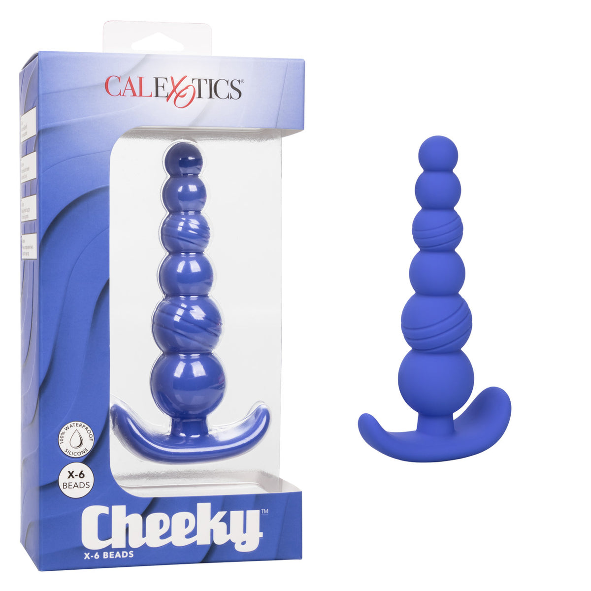 Cheeky X-6 Beads Silicone Anal Probe in Purple with Gradually Beaded Shaft and Pull Handle Base 5 Inch > Anal Range > Butt Plugs