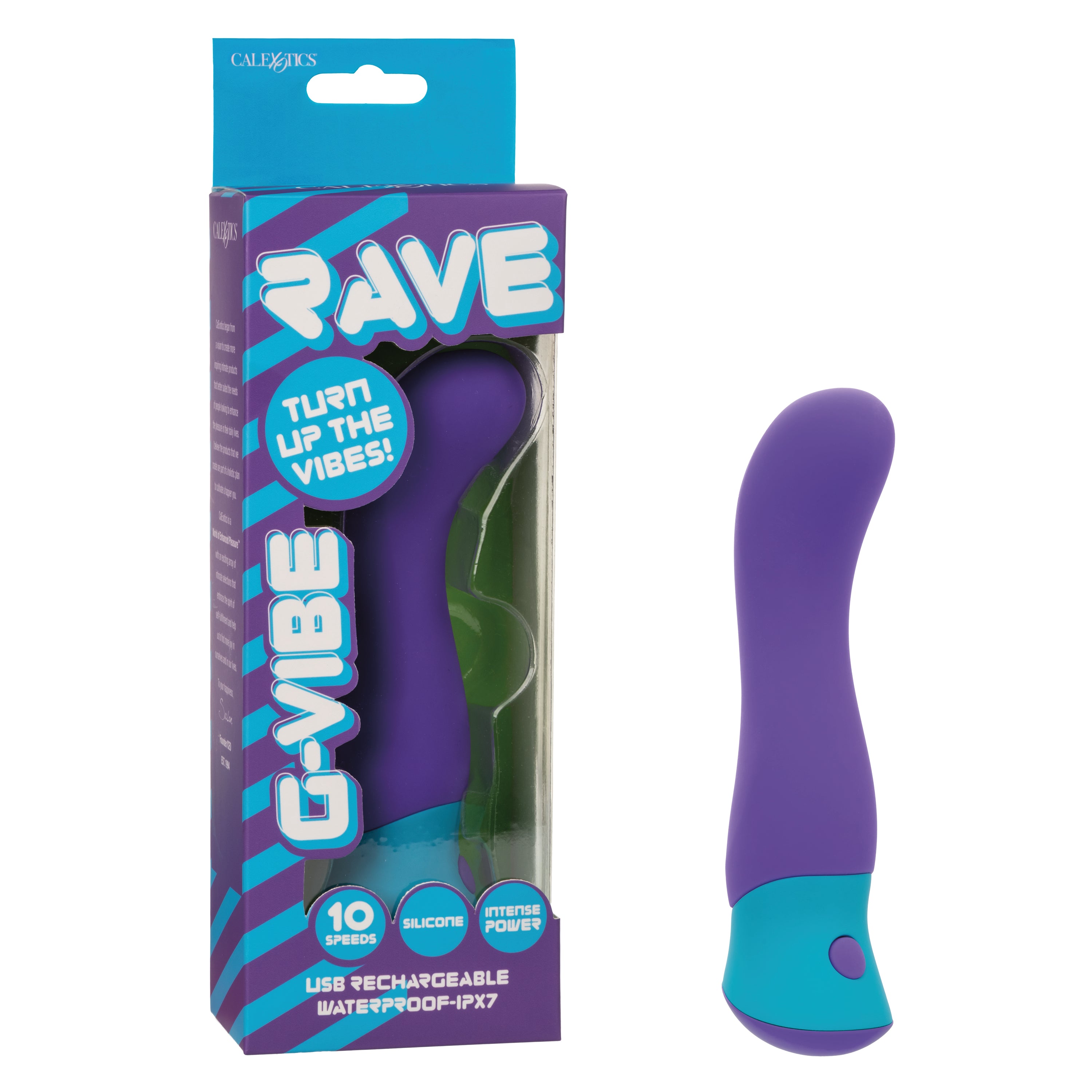 Rave G-Vibe Purple and Blue Silicone USB Rechargeable Waterproof G-Spot Massager with 10 Speeds and Intense Power Purple Vibrators