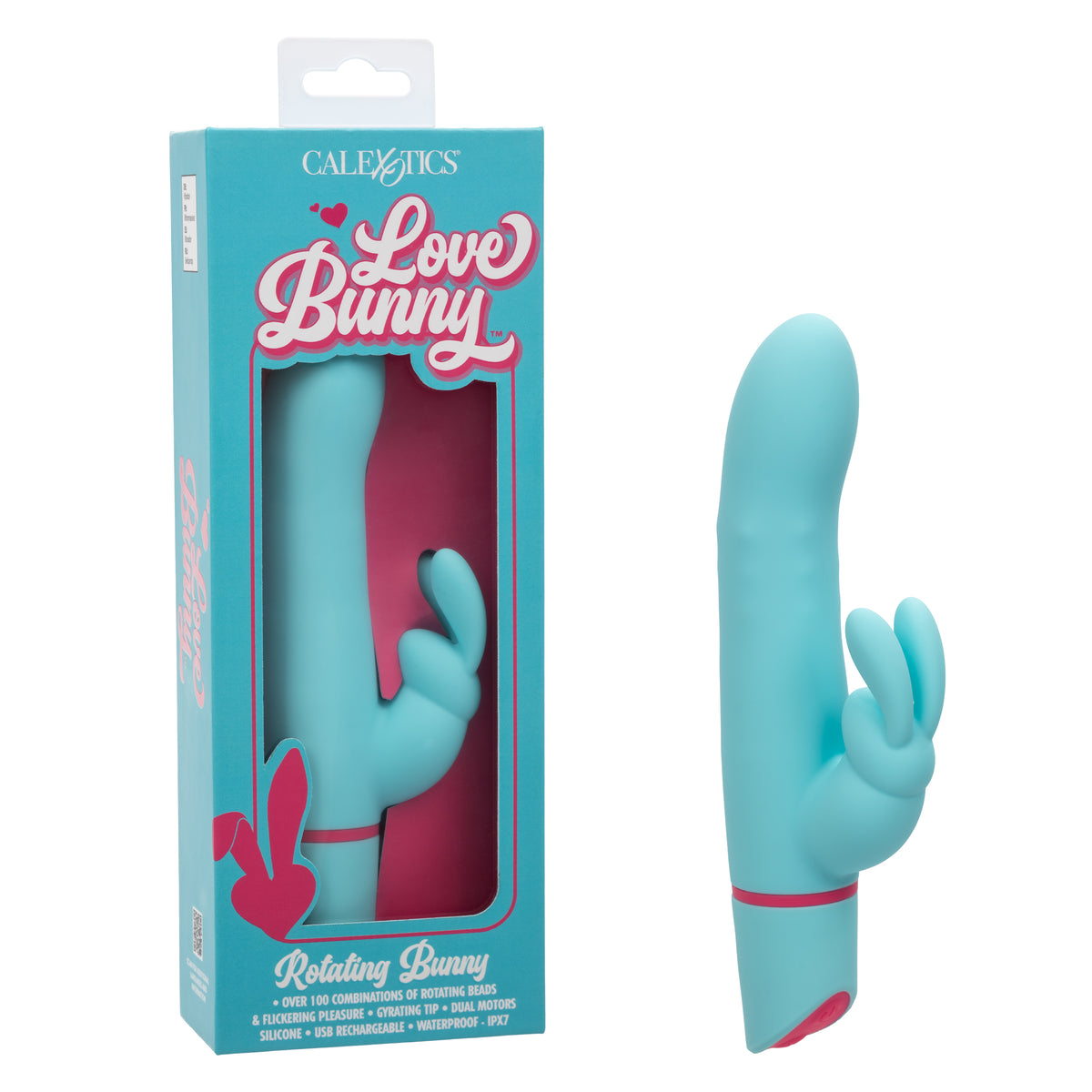 Love Bunny™ Rotating Bunny Silicone Vibrator USB Rechargeable Waterproof Blue Blue VIBRATORS-RABBIT