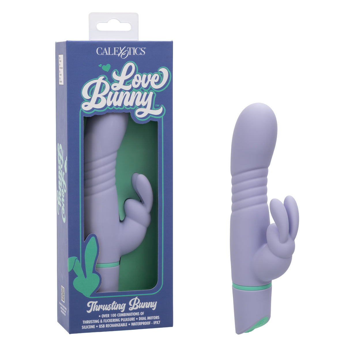 Love Bunny Thrusting Bunny Waterproof Silicone USB Rechargeable Vibrating Massager Lavender Purple VIBRATORS-RABBIT