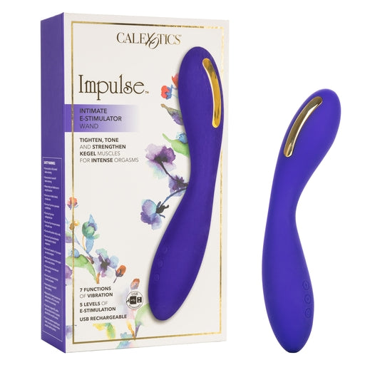Impulse™ Intimate E-Stimulator Wand Purple Silicone Rechargeable with 5 Electro-Stimulation and 7 Vibration Functions Purple VIBRATORS