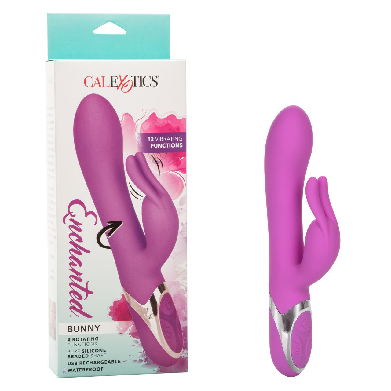 Enchanted Bunny Purple Silicone Intimate Massager with 4 Rotating Functions and 12 Vibration Modes Waterproof USB Rechargeable Purple VIBRATORS-RABBIT