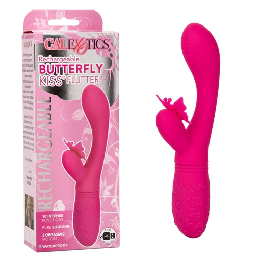 Butterfly Kiss Flutter Rechargeable Vibrator in Pink with 10 Vibration Functions and Dual Motors Pink VIBRATORS-RABBIT