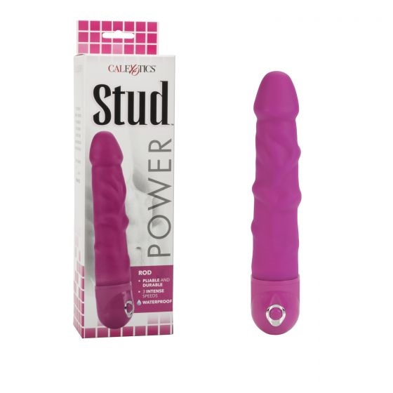 Power Stud Rod Waterproof Vibrator Pink 7 Inches with 3 Speeds and Textured Shaft Pink Vibrators