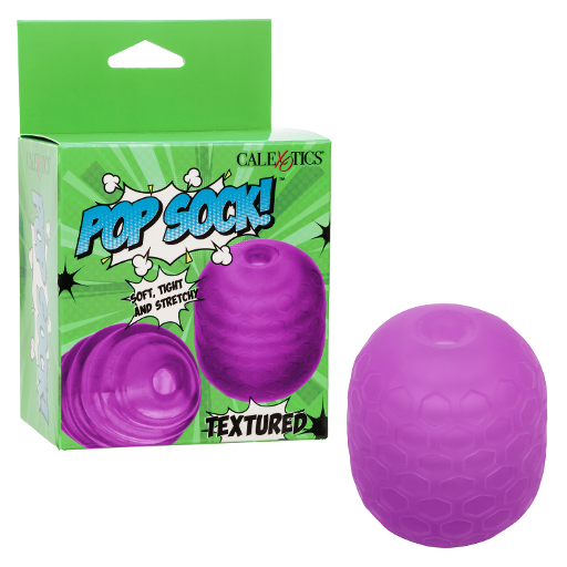 Pop Sock Textured Reversible Masturbator Purple Soft Tight Stretchy Sleeve Purple Strokers - Manual