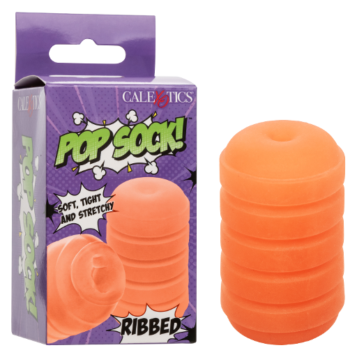 Pop Sock Ribbed Reversible Stroker Soft Tight Stretchy Material Orange Orange Strokers - Cup|Egg