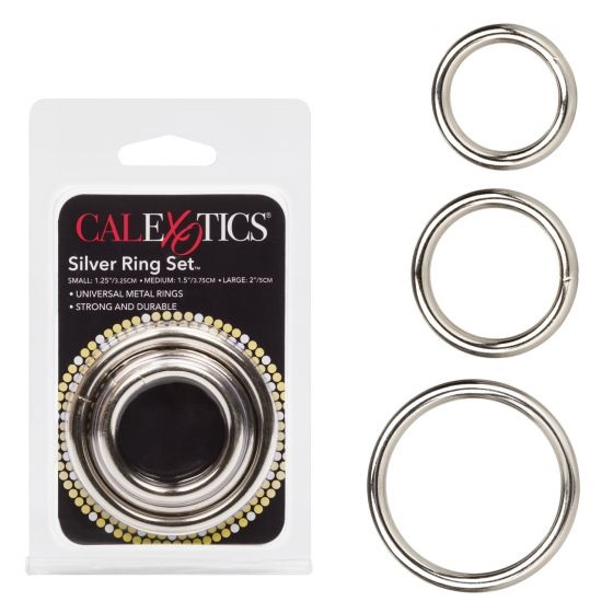 3 Piece Silver Ring Set – Cock Ring Set 3.25cm - 5cm Silver > Cock Ring > Metal
