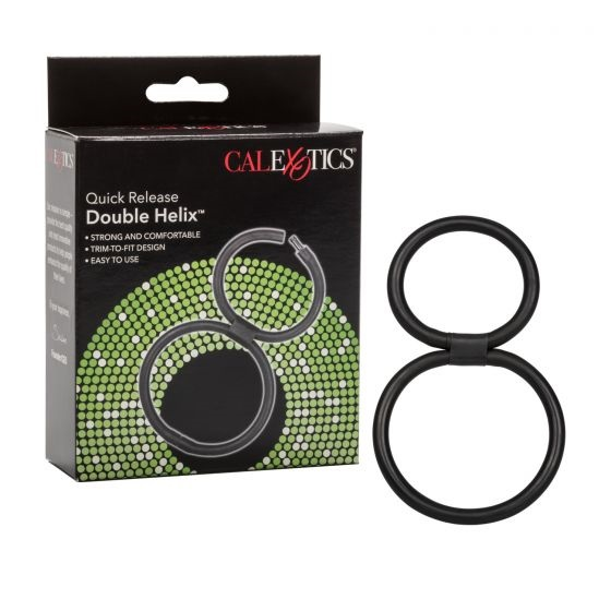 CalExotics Quick Release Double Helix – Dual-Ring Stamina Enhancer Black COCK RINGS