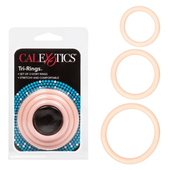 CalExotics Tri-Rings Natural – Flexible Multi-Size Erection Enhancer Rings Beige Cockrings