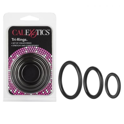 CalExotics TriRings Set Black COCK RING Set