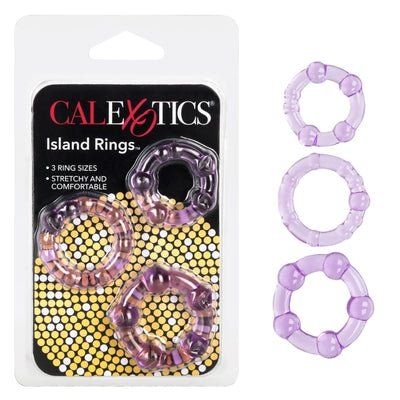 CalExotics Island Rings Purple Stretchy Cock Rings Set with Small Medium and Large Sizes Purple Cockrings