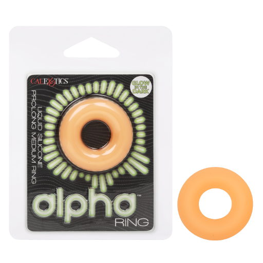 Alpha Glow-In-The-Dark Liquid Silicone Prolong Medium Ring Orange Cockrings