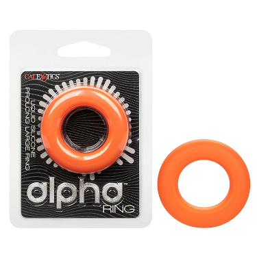 Alpha Liquid Silicone Prolong Large Ring Orange 1.25 Inch Diameter Stretchy Comfortable Durable Orange COCK RINGS