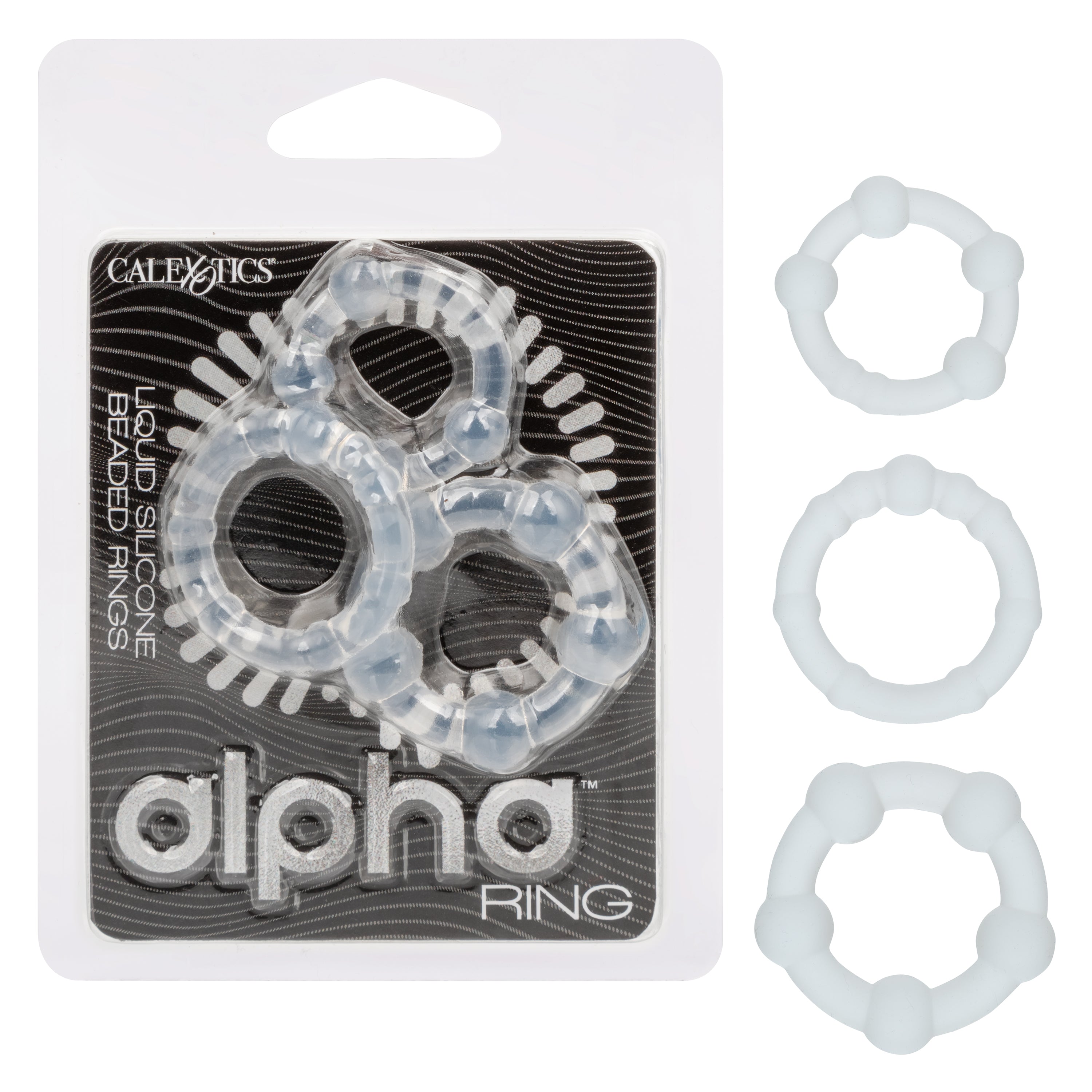 Alpha Liquid Silicone Beaded Rings Set of Three Premium Enhancers Clear COCK RING Set