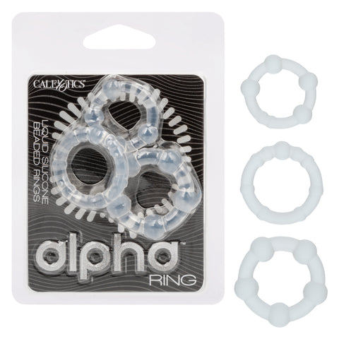Alpha Liquid Silicone Beaded Rings Set of Three Premium Enhancers Clear COCK RING Set