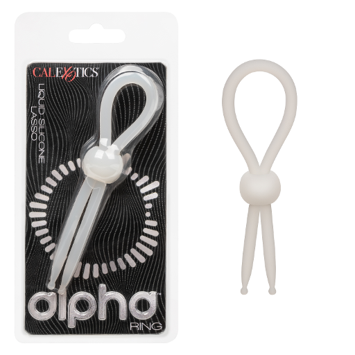Alpha Liquid Silicone Lasso Natural Stretchy Adjustable Ring Enhancer White Cockrings