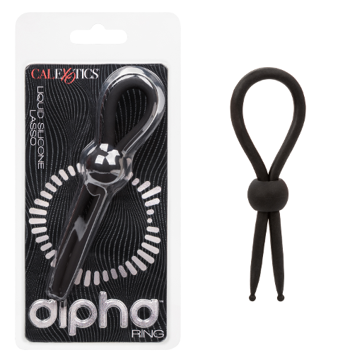 Alpha Liquid Silicone Lasso Ring Black Adjustable Size Stretchy Enhancer Black Cockrings