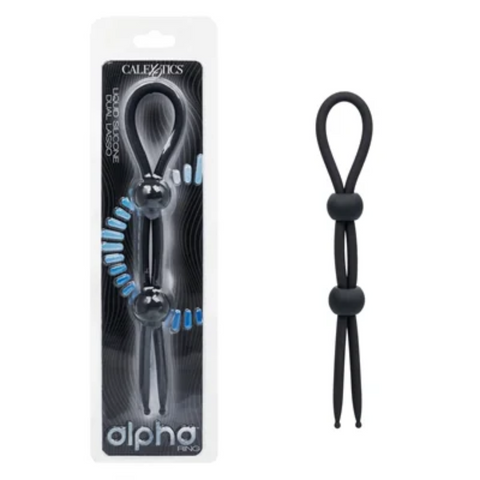 Alpha Liquid Silicone Dual Lasso (Black) – Adjustable Cock Ring > Cock Ring > Adjustable