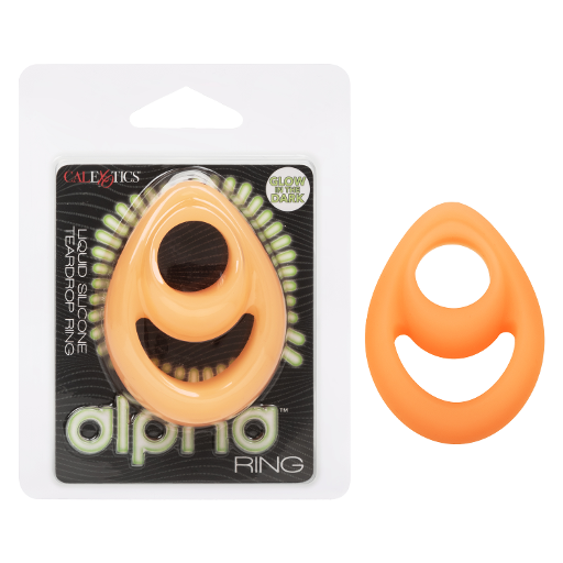 Alpha Glow-In-The-Dark Liquid Silicone Teardrop Ring in Orange > Cock Ring > Single