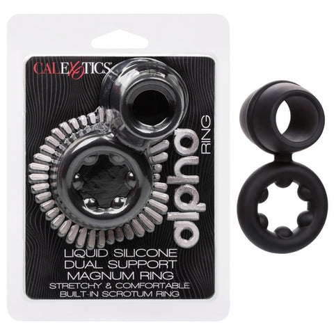 Alpha Liquid Silicone Dual Magnum Ring Black Stretchy Comfortable Size Default Title COCK RINGS Sling