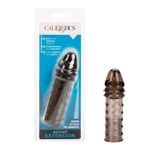 Adonis Extension Smoke 2 Inch Lengthening Erection Enhancer with Textured Ridges and Nubs Gray SLEEVES