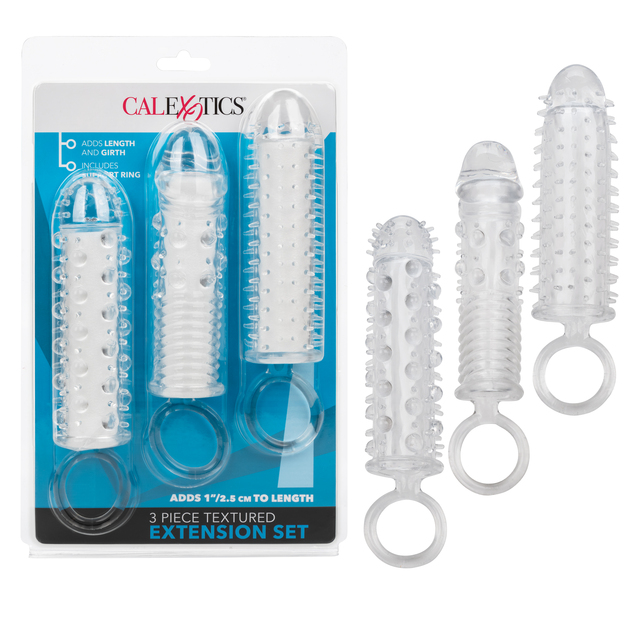 3 Piece Textured Extension Set for Girth and Length Enhancement Clear SLEEVES