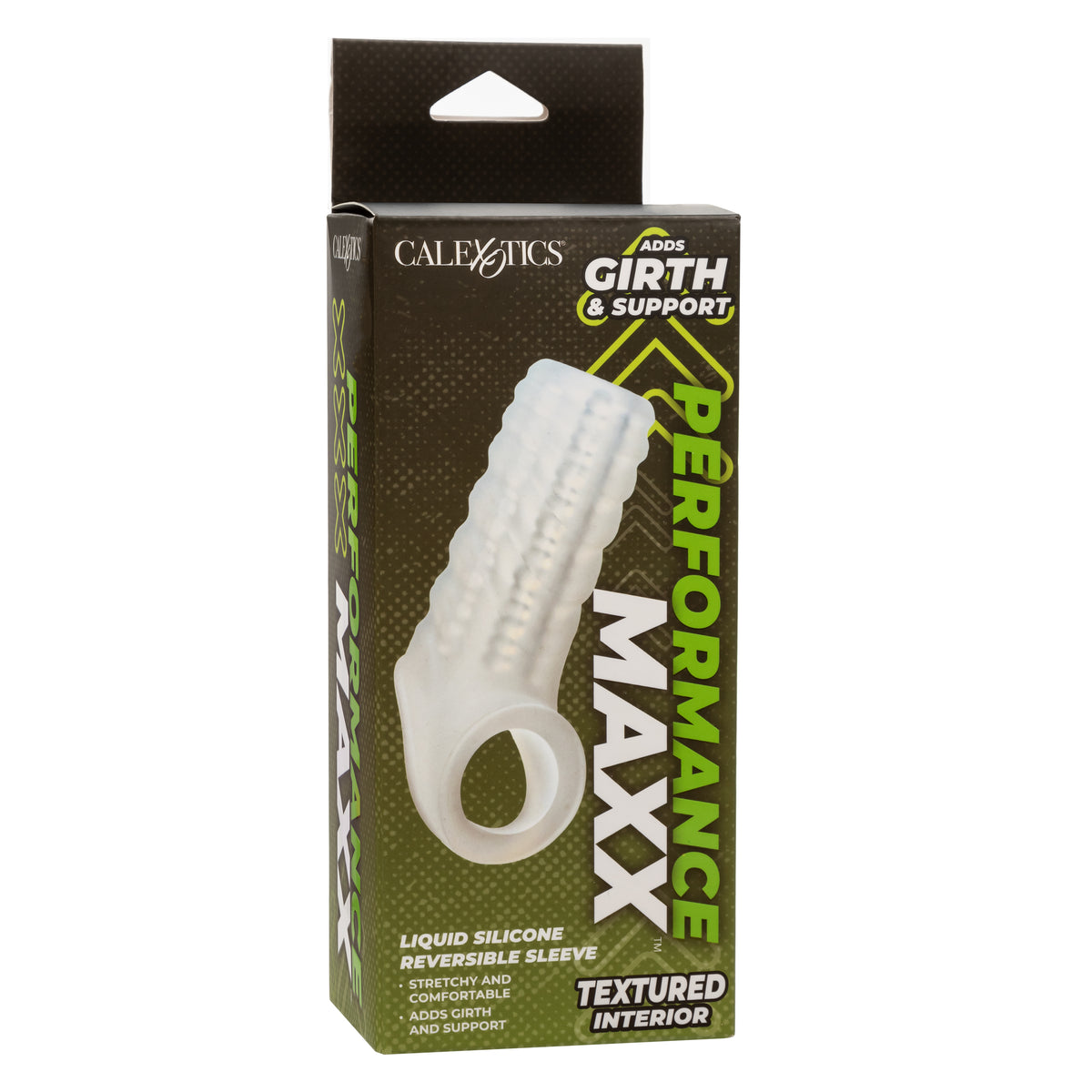 Performance Maxx Liquid Silicone Reversible Sleeve Textured Interior White Clear Penis Extension & Sleeves