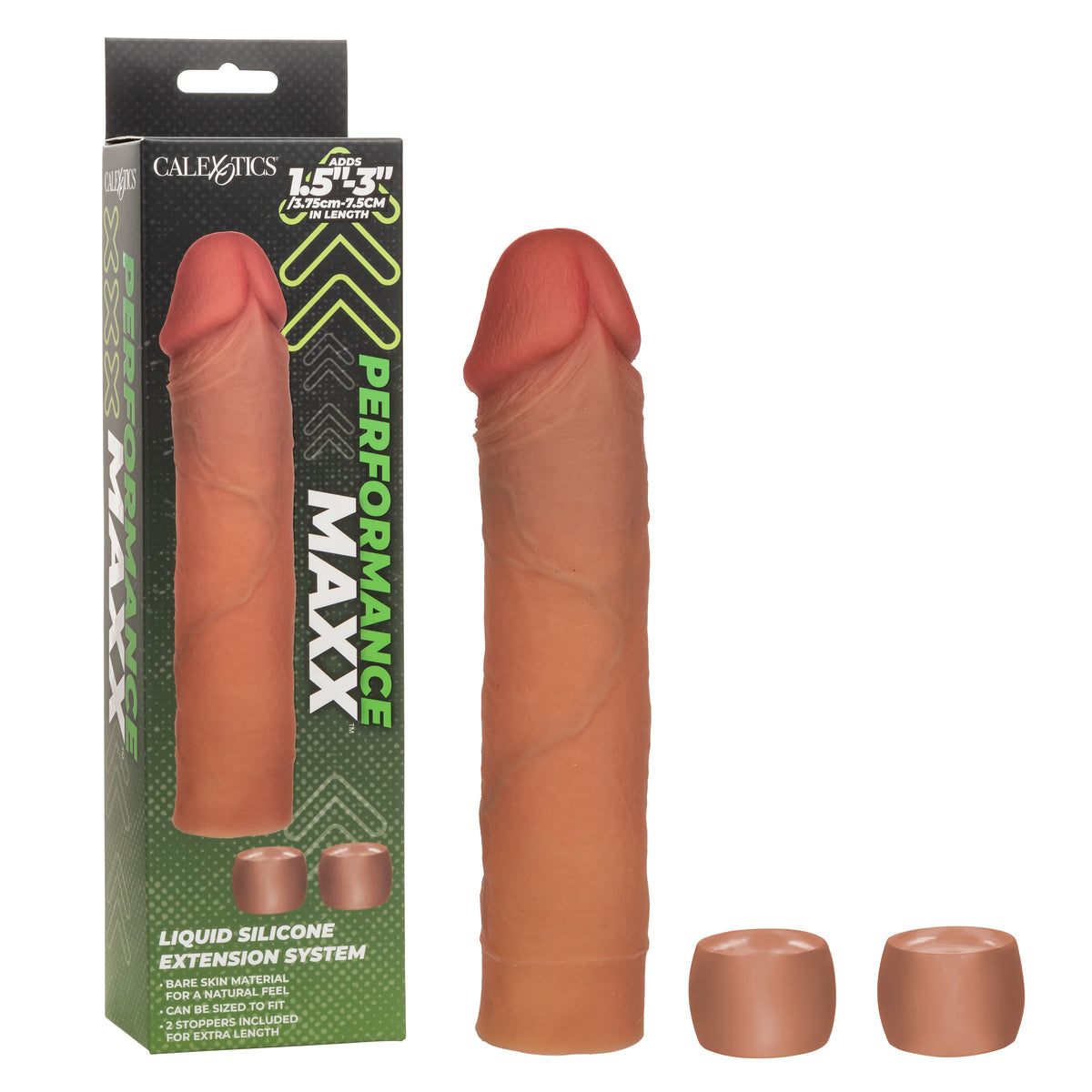 Performance Maxx 8 Inch Liquid Silicone Extension System Brown Brown Penis Extension & Sleeves