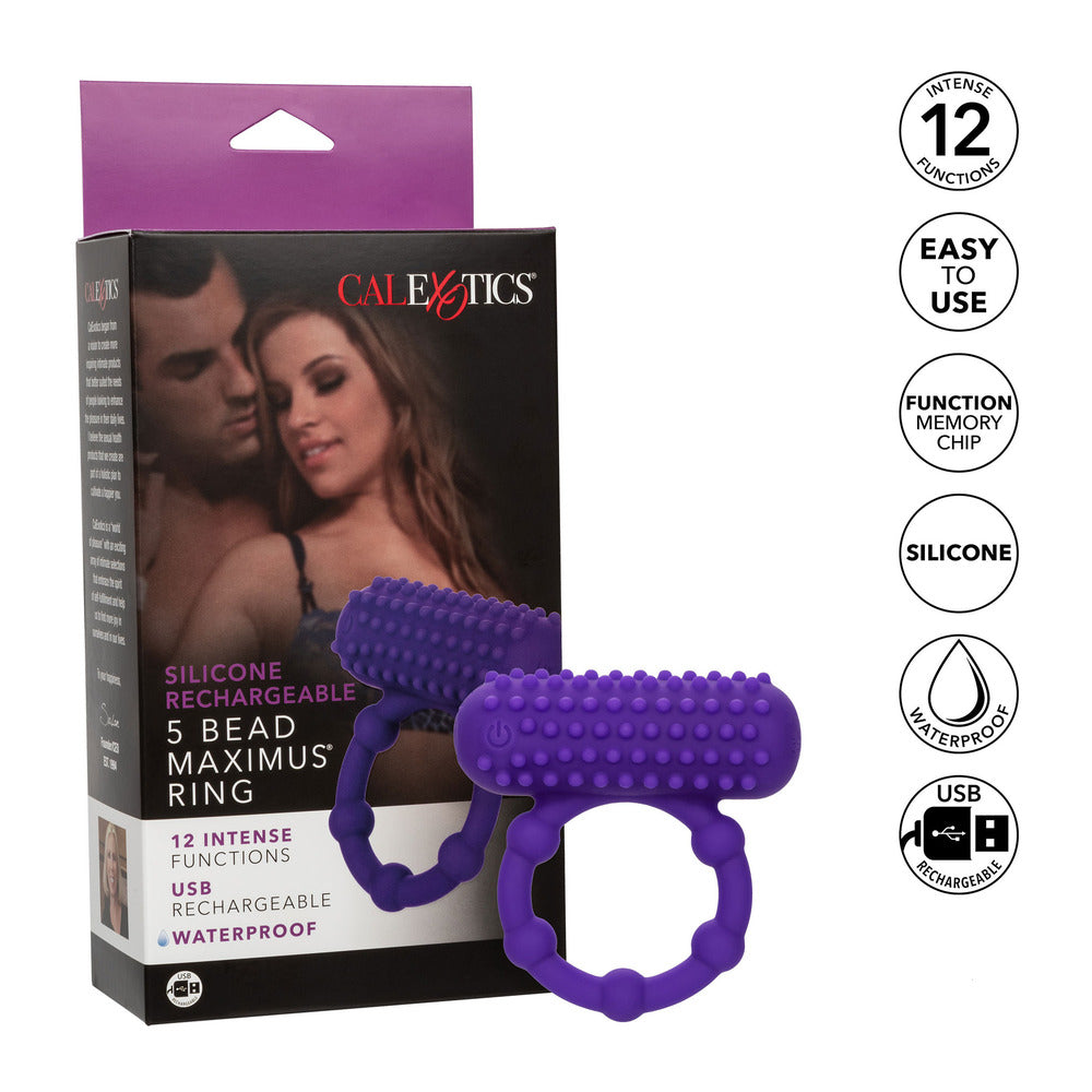 Maximus 5 Bead Rechargeable Cock Ring – Waterproof Vibrating Cock Ring > Cock Ring > Vibrating