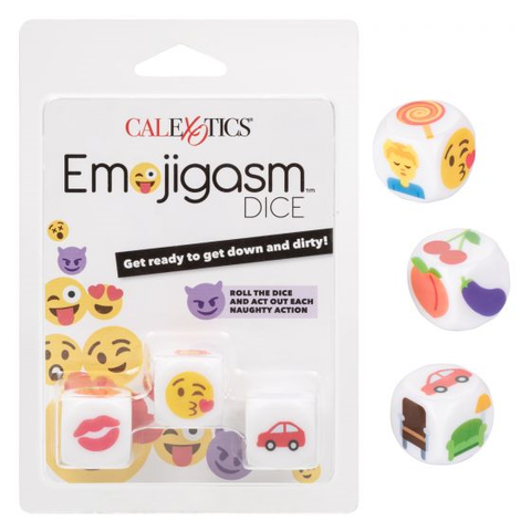 CalExotics Emojigasm Dice Naughty Acrylic Game for Couples 3 Piece Set Multi Games