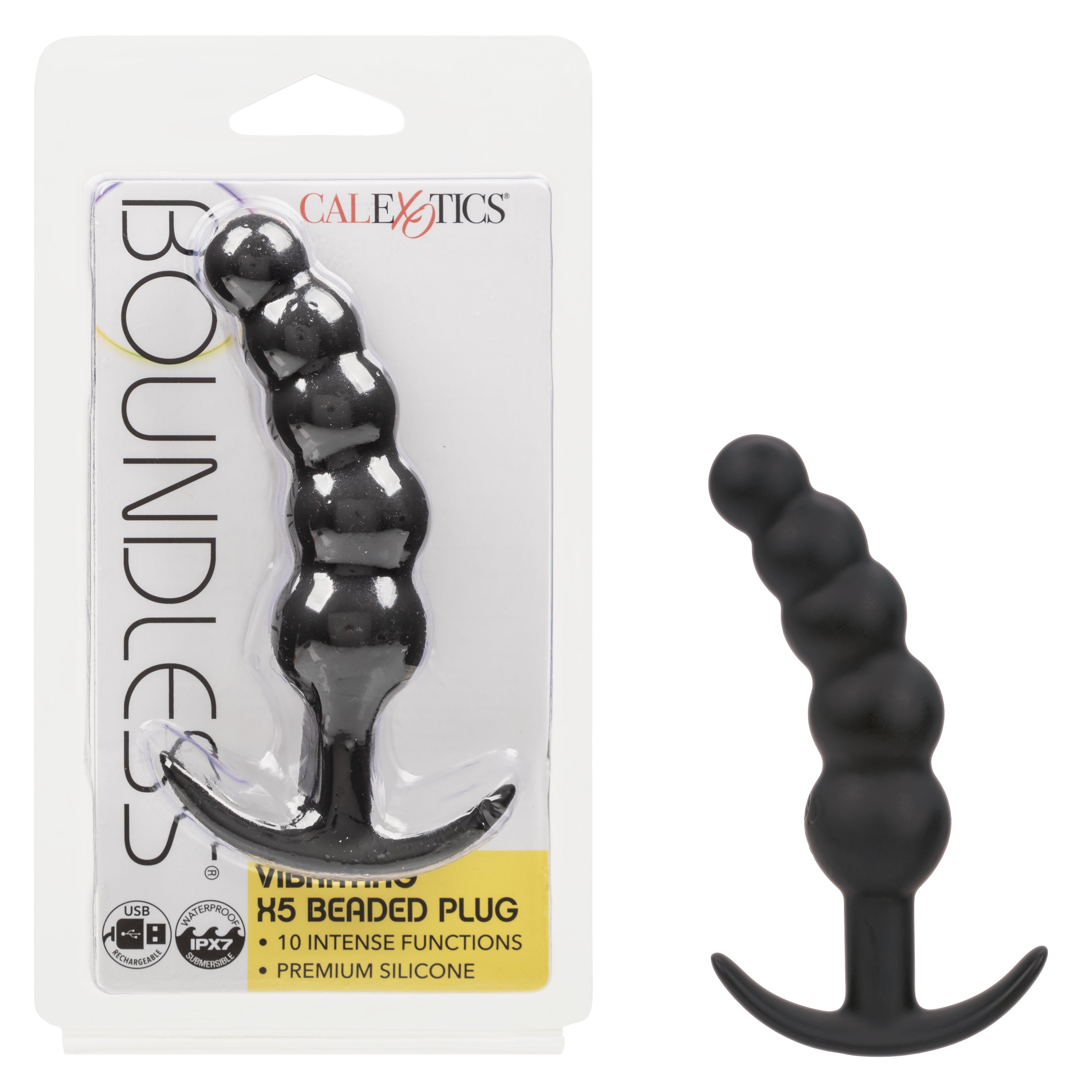 Boundless Vibrating X5 Beaded Curve Plug Black Anal Toys & Stimulators