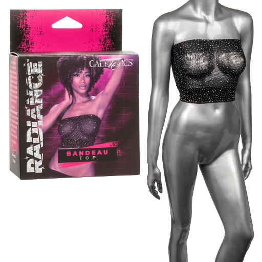 Radiance Black Rhinestone Mesh Bandeau Top Stretchy Soft Fit One Size Black > Clothes > Dresses and Chemises