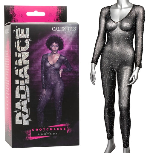 Radiance Crotchless Full Body Suit Black Mesh with Rhinestones, One Size > Clothes > Bodies and Playsuits