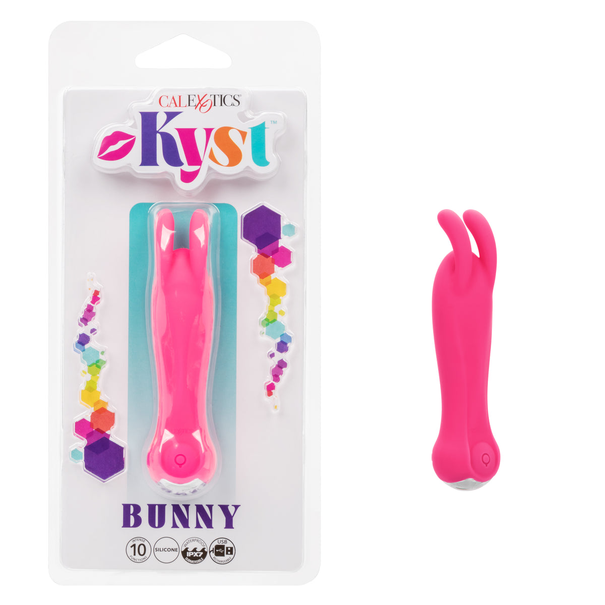 Kyst™ Bunny Pink Compact Personal Stimulator with 10 Vibration Functions and USB Rechargeable Silicone Waterproof Design Pink STIMULATORS