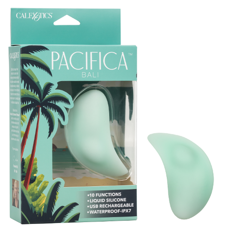 Pacifica™ Bali Curved Teaser in Mint Green Liquid Silicone with 10 Intense Functions, USB Rechargeable and Waterproof IPX7 Green Vibrators