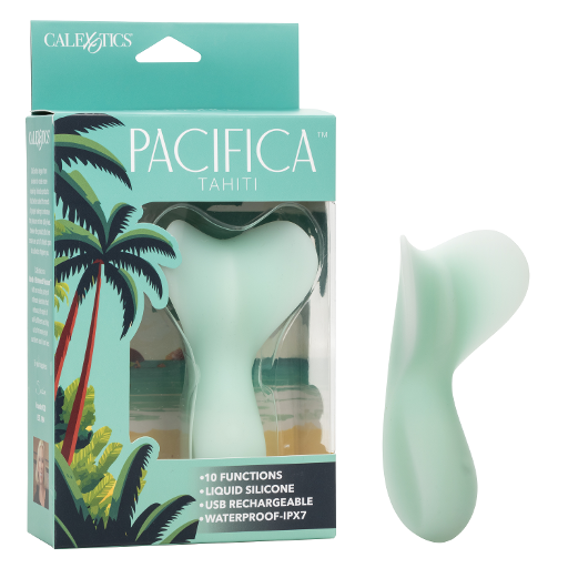 Pacifica Tahiti Full Coverage Massager in Mint Green with 10 Functions, Liquid Silicone, USB Rechargeable, Waterproof IPX7 Green Vibrators