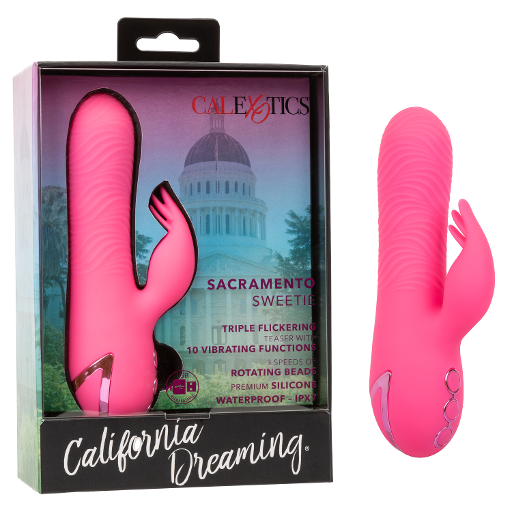 California Dreaming Sacramento Sweetie Pink Dual Stimulator with Rotating Beads and 10 Vibration Modes Pink VIBRATORS-RABBIT