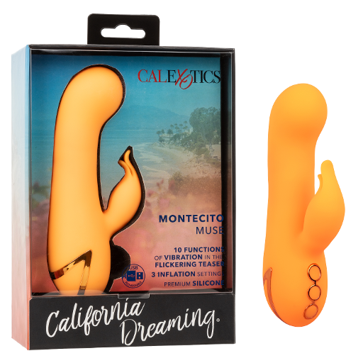 California Dreaming Montecito Muse Orange Silicone G-Spot Stimulator with 10 Vibration Functions and 3 Inflation Settings Orange VIBRATORS-RABBIT