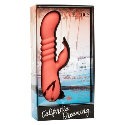 California Dreaming Orange County Cutie Red Ergonomic Dual Action Massager with Thrusting and Vibrations Orange