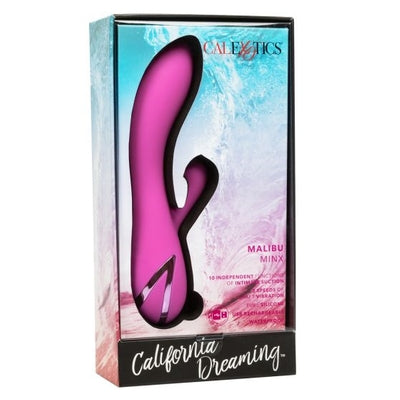 California Dreaming Malibu Minx Pink Ergonomic Vibrating Suction Toy Purple VIBRATORS-RABBIT