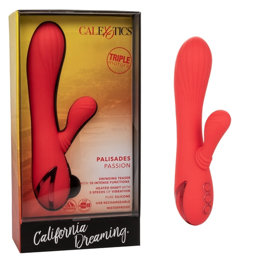 California Dreaming Palisades Passion Red Silicone Heated Massager with Swinging Teaser and Triple Motor Vibrations Default Title VIBRATORS-RABBIT