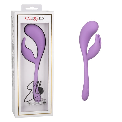 Elle Liquid Silicone Dual Flicker Vibrator in Purple with 10 Vibration Functions and USB Rechargeable Purple VIBRATORS-RABBIT