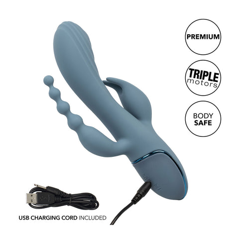 Triple Motor Rechargeable Vibrator Massager With Beaded Tail VIBRATORS-RABBIT