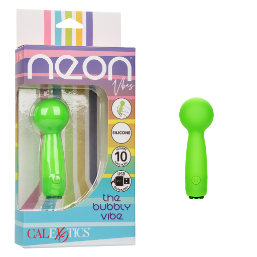 Neon Vibes The Bubbly Vibe Mini Massager in Bright Green with 10 Functions and USB Rechargeable Green Vibrators
