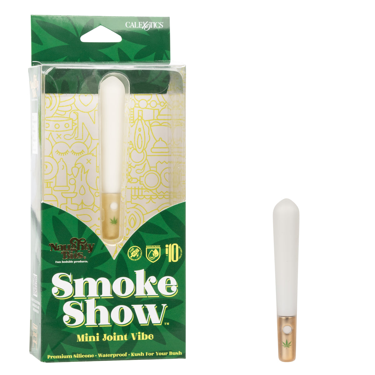 Naughty Bits Smoke Show Mini Joint Vibe Premium Silicone Waterproof Mini Vibrator White Massagers