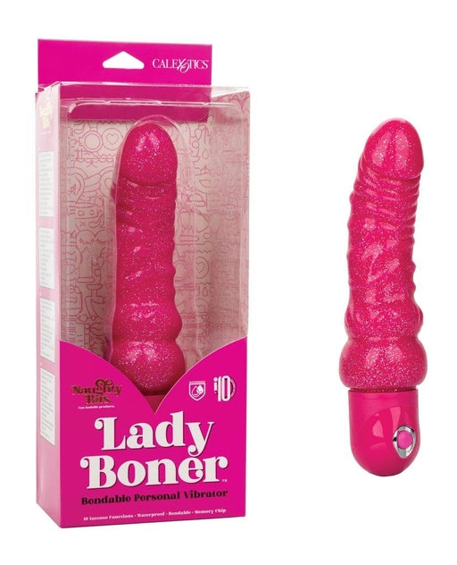 Naughty Bits Lady Boner Bendable Personal Vibrator Pink Glitter 10 Function Waterproof > Vibrators > Realistic Vibrators