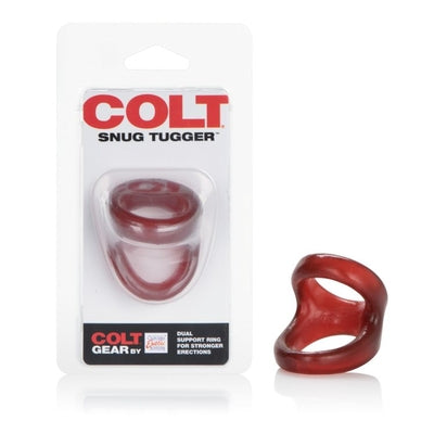 Colt Snug Tugger Red Double Cock Ring with Scrotum Support Stretchy Comfortable Size Red Cockrings