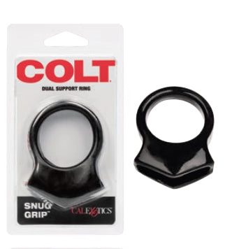 Colt Snug Grip Black Stretchy Enhancer Ring with Scrotum Support Black Cockrings