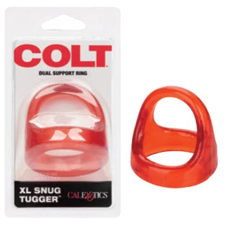 Colt XL Snug Tugger Double Cock Ring with Scrotum Support Red COCK RINGS Sling