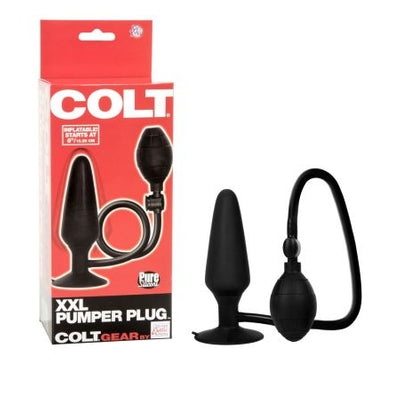 Colt XXL Pumper Plug Black Silicone Inflatable Anal Plug with Squeeze Bulb and Quick Release Valve Black Anal Toys & Stimulators